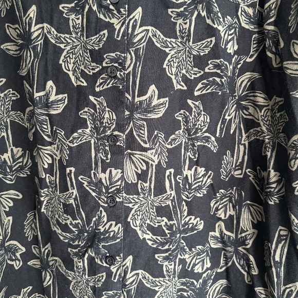 JOE FRESH Linen Blend Black & Sage Palm Print Short Sleeve Shirt Dress - Size XL - Picture 10 of 12